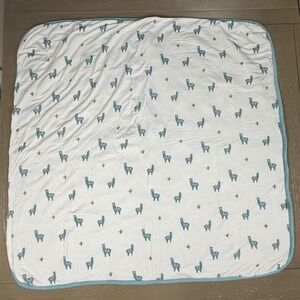 Kyte Baby Quilted Blanket Kids One Size Blue Llama Cactus Reversible Bamboo